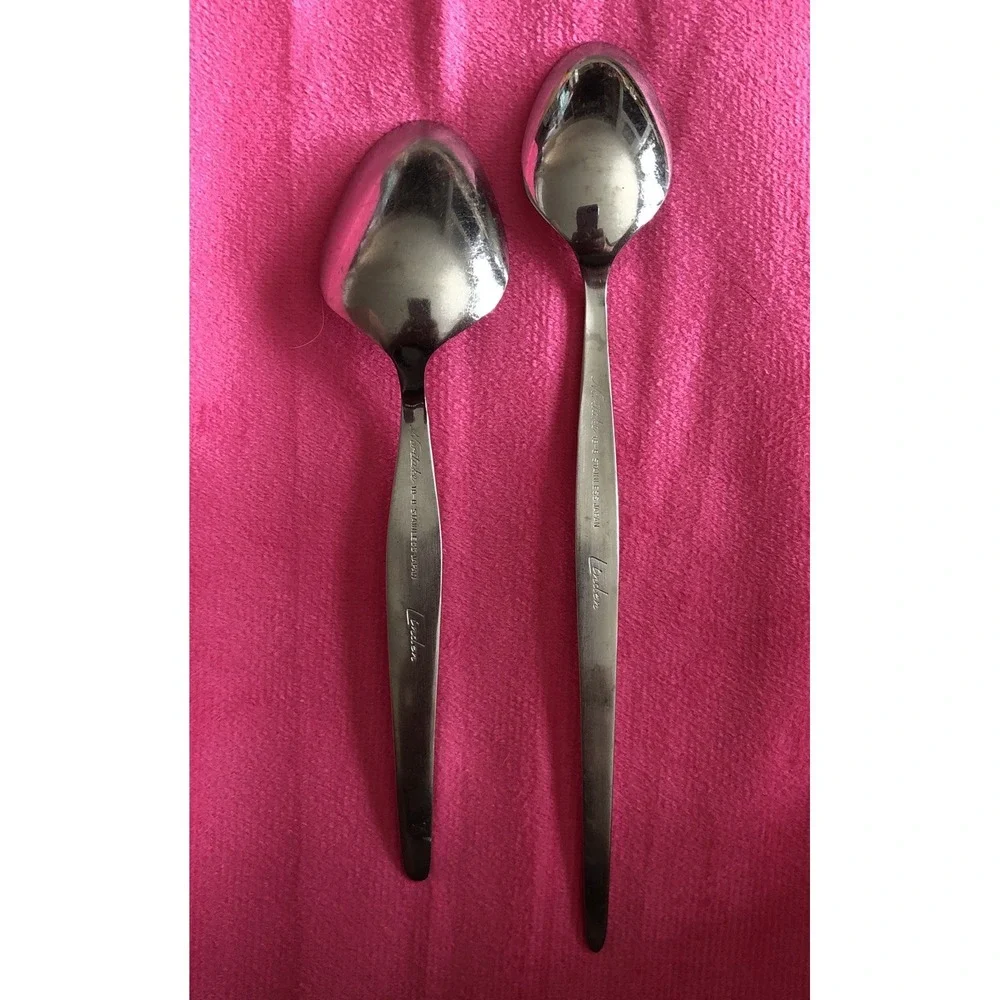 Noritake Linden 18-8 Stainless Steel Japan Serving Spoon Fork, Sugar & Tea Spoon